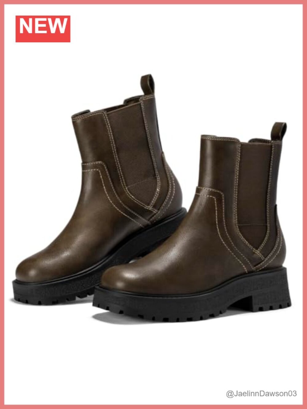 Women's Chunky Platform Chelsea Ankle Boots Square Toe Faux Leather